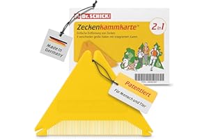 DR. SCHICK GMBH Dr. Schick Zeckenkammkarte® [2-in-1 Zeckenkamm & Zeckenkarte] - patentierter Zecken-Entferner für Mensch & Tier mit 3 verschiedenen Haken [auch zum Entfernen von Läusen & Flöhen]