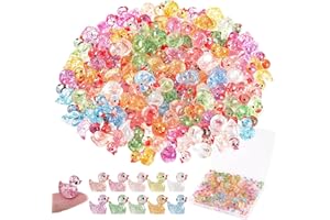 XREE 120 Pcs Glitter Mini Ducks Tiny Plastic Duck Little Resin Ducks for Dollhouse Decor Micro Landscape Aquarium Decors Fairy Garden Accessories
