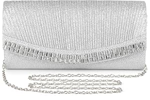 UBORSE Abendtasche Damen Clutch Strass Glänzend Handtasche mit Kette Modisch Kleine Umhängetasche Envelope Tasche Unterarmtasche für Hochzeit Cocktailparty Tanzparty Geburtstag Bankett Prom