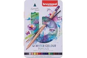 Bruynzeel Expression Set di 12 matite acquerellabili + pennello in scatola | Matite idrosolubili per adulti, Bullet Journaling