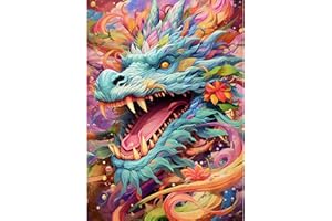 DAERLE DIY Diamond Painting Dragón, Kit de Pintura de Diamantes Kits de Punto de Cruz para Adultos, Completo de Pintura de Diamantes para Adultos, Pintura de Diamantes, Dragón de colores, 30x40cm