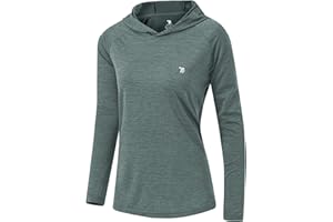donhobo Women's Long Sleeve Sports Running Hoodie Tops Shirts with Thumb Hole,UPF 50+ Sun Protect Breathable Quick-Dry Fitness T-Shirt Tops for Workout Gym Training Yoga Pilates