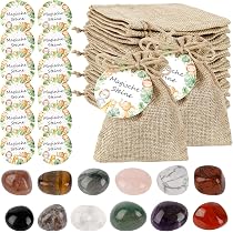 20 Pietre Portafortuna Naturali Per Bambini - Set Con Sacchetti PVC, Cartoline Animali E Spillatrice, Ideale Per Feste E Regali