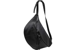 SH Leder Daniela G768 - Bolso de piel para mujer, unisex, para festivales, viajes, tamaño grande, 49 x 28 cm, Negro , grande
