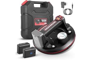 NEULRISCN Ventouse Carrelage Electrique avec Manomètre et Affichage numérique, Ventouse de Levage en Verre, 1 Pièces 8" Ventouse Vitre Jusqu'À 200kg avec Livré avec 2 Piles Amovibles Rechargeables Batterie