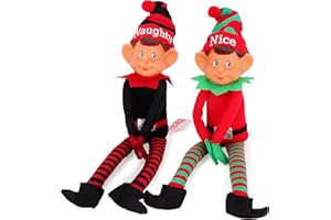 Toyland® Elves with Attitude Paquete Doble de Peluches de Elfo - 35cm (14") - Elfos traviesos y agradables - El dúo Festivo definitivo - Cara de Vinilo atrevida y Manos pegadas