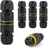 4 connectors for IP68 connection hoses | External Waterproof Connector 3 Pins for Cable Diameter 0.3-10 mm