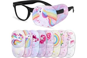 Hifot 8 Pièces Cache Oeil Enfant Filles,Licorne Sirène Eye Patch Réutilisable Cache Oeil Medical Cache-œil Couvre Lunettes pour Amblyopie Strabisme Orthoptiste