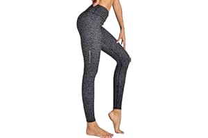 COOLOMG Women's Sports Leggings Running Trousers with Pockets Yoga Trousers Long Compression Trousers Patterned S-XL Multi-Way