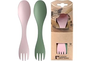 LIGHT MY FIRE Swedish Spork Little 2-Pack - Posate da campeggio per Bambini Combo Forchetta Cucchiaio Portatile 2 in 1 Posate Riutilizzabili da Viaggio
