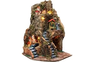 Holyart Dorf für Krippe Eckelement mit Mühle 30x30x45 cm für 6-8 cm Krippe