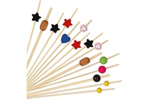 HONGXIN-SHOP Stuzzicadenti in Legno 100 Pezzi Frutta Spiedini Antipasto Stuzzicadenti bambù Picks per Cocktail Bevande Feste Multicolore 12 cm