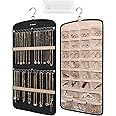 BAGSMART Hanging Jewelry Organizer, Necklace Holder Anti-tangle Earrings Rings Hanger with 10 Jewelry Bags Travel Storage Roll with Pockets Hang on Closet, Wall, Door,1 Piece, Small, Black