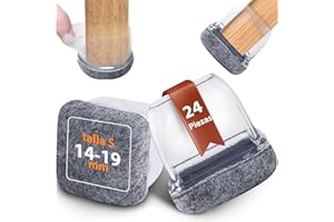 Seaforie Tapas protectoras para patas de silla 24 piezas, cuadradas de 14-19mm, protectores de patas de silla con fieltro de 360° y diámetro ajustable para tapas protectoras, antideslizantes