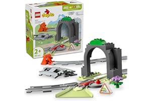 LEGO DUPLO Town Tunel i Tory Kolejowe — Zestaw Rozszerzający do Pociągów, Edukacyjna Zabawka dla Dziecka do Zbudowania, Kreatywny Prezent dla Maluchów, dla 2-latka, dla Chłopca i Dziewczynki, 10425
