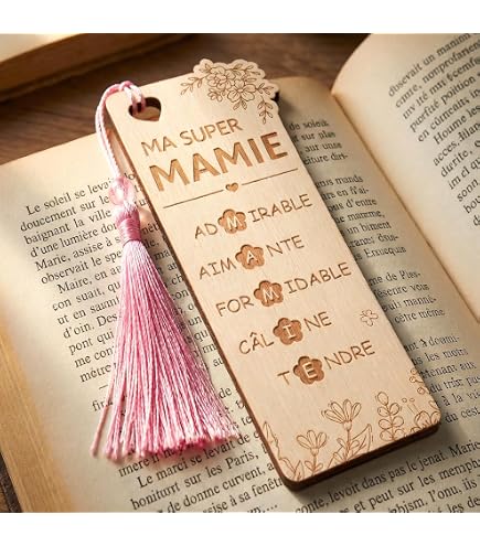 Marque-Page Mamie "La Meilleure Mamie Du Monde" - Cadeau Fête Des Grands-Mères Personnalisé Avec Pendentif Fleur