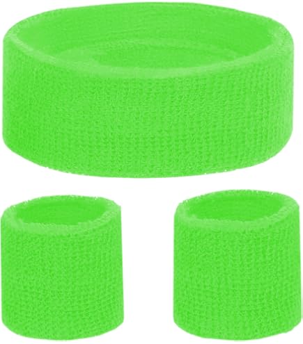 Serre Poignet Fluo Annees 80 10 Pièces Set 4 Pièces Bracelet Fluo 2 Pièces Bandeau Et 4 Pièces Jambières Jambières Fluo Rétro Accessoires Fête Pour Femmes Hommes 2 Couleurs Rose Vert