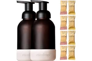 RAINDROP CLEAN Raindrop Sustainable Hand Soap Starter Pack, 2x Foaming Glass Dispenser Bottles and 8x Eco-friendly Hand Wash Refill Tablets and, Multipack, for Kitchen and Bathroom