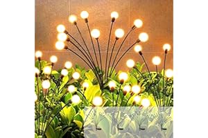 CARASTEK 4 sztuki, 10 diod LED, Solarne oświetlenie ogrodowe, 2 tryby Firefly na zewnątrz, wodoodporne, IP65, zewnętrzna lampa solarna, taras, dekoracja ogrodowa