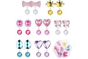 CASSIECA 7 Paires Boucles d'Oreilles à Clips Princesse Cadeaux d'Anniversaire