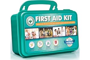 General Medi 150 Pieces Hardcase First Aid Kit - Includes Instant Cold Pack, Emergency Blanket for Travel, Home, Office, Vehicle, Camping, Workplace & Outdoor（Green）
