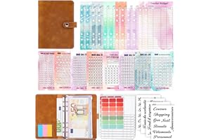 Qupuce, Planner delle spese in formato A6, in lingua francese, con 8 sfide di risparmio, 10 buste per il controllo delle spese con sfide in francese,12 tracker per il controllo delle spese, 30