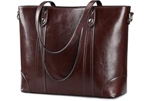 S-ZONE Bolso Tote de Cuero Para Mujer Bolso de Hombro de Oficina Maletín Para Computadora Portátil de Trabajo de 15.6 Pulgadas