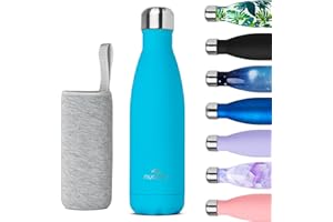 Nuactiv Stainless Steel Water Bottle, Vacuum Insulated, 12hrs Hot & 24hrs Cold Drinks, BPA Free, Metal Water Bottle 500ml, Leakproof Double Walled Thermal Flask for Kids, Travel, Gym, Sports – Teal
