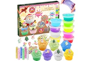 MJUTHY Schleim Adventskalender 2025 Kinder für Mädchen Jungen | 24 Tage Countdown-Kalender Fluffy Kristall Slime Spielzeugkalender Weihnachtskalender Weihnachten Überraschungen Geschenk