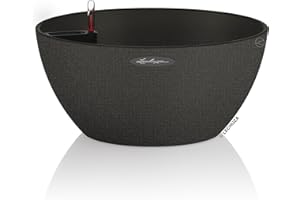 LECHUZA 13842 Cubeto Stone 40 Planter, Graphite Black