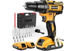 JYGMPRO Perceuse Visseuse Sans Fil 21V, Visseuse Devisseuse avec 2 Batteries 2.0Ah, 42Nm Percussion, 25+3 Réglages de Couple, 30 Accessoires, 2 Vitesses, LED, pour le Bricolage