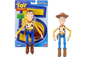 Mattel Disney and Pixar Toy Story Woody Action Figure Playscale 9.2 Inch Cowboy Sheriff, 14 Posable Joints, Movie Accurate Design, Removable Hat, JKV14