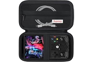 Supmay Custodia da trasporto compatibile con console di gioco portatile retrò R36 Max, borsa da viaggio con tasca in rete per cavo di ricarica, scheda TF, manuale, nero