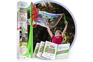 WOWMAZING Kit De Pompas Grande - Incl. Gran Varita De Pompas, 2 Polvo Packs De Burbujas Gigante Y Folleto De Consejos Y Trucos - Pompas De Jabon - Juguete Al Aire Libre