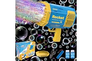 LEONSHCO Pistolet a Bulles Pour Enfant, Machine à Bulles électrique, Pistolet à Bulles 69 Trous 10 000+ Bulles/Minute, Pistolet Bulle Avec 2 Bouteilles Bulles De Savon Pour Mariages/Cadeaux/Anniversaires/Fêtes