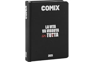 COMIX - Diario Giornaliero 16 Mesi, Diario Scuola 2024-2025 per Ragazzi e Ragazze, con Copertina Rigida, Ideale pper Scuola Media, Superiore e studenti di tutte le età, 13x17.8h cm, Nero/Bianco