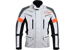 JET MOTORCYCLE WEAR Jet Chaqueta de moto para hombre, textil impermeable, con blindaje CE, color plateado y gris