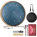 VEVOR Tambour à langue en acier, 330 mm, 15 notes, tambour de pluie pour jardin extérieur, ré majeur, avec livre de musique et maillets, instrument de percussion pour éducation musicale, bleu marine