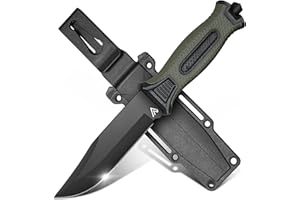 Naifu® The Outdoor – Couteau de survie lame fixe Drop Point 12 cm – Acier inoxydable | Étui rigide inclus | Idéal chasse, camping, bushcraft, bivouac – Cadeau homme nature