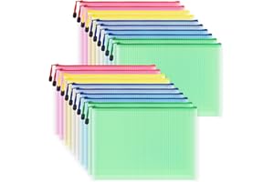 ‎COWORK-UP COWORK-UP 20 Stücke Dokumententasche A4 mit Reißverschluss, Plastik Zip Beutel Dokumenten Taschen für Datei, Papier, Hausaufgaben und Reisezubehör