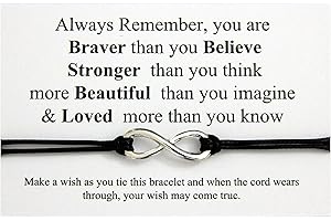 LUCOR You are Braver Stronger Smarter Beautiful | Infinity Wish String Bracelet | Inspirational Gift for Friend Sister Daughter | Friendship Gifts | Best Friends Birthday Gifts