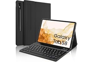 IVEOPPE Funda Teclado Samsung Tab S8 2022/Tab S7 2020, Teclado España Ñ Bluetooth para Samsung Galaxy Tab S8/S7 11" (SM-T870/T875/T878/X700/X706), Negro