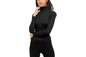 Re Tech UK Womens Jumpers Plain Ribbed Cotton Polo Turtle Roll Neck Tunic Top Long Sleeve Sweatshirt Ladies Winter Clothes Pullover Sweaters