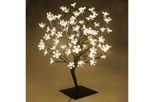 YOSION 45cm Albero Luminoso Decorativo Lampada Fiori di Ciliegio con 72 Luci Natalizie a LED, Tavolo Luce Bonsai, per Decorazione della Casa, Festa, Natale, Matrimonio, Compleanno, Interno (Bianco Caldo)