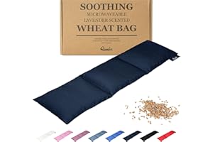 QOMFOR Saco TéRmico De Semillas - Bolsa De Semillas Grande Para Microondas - Con Lavanda Y Con Funda De Algodón Para El Alivio Del Dolor De Cuello, Azul Oscuro