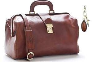 DD FIRENZE D&D - Borsa medico Minimal con Tracolla e Portachiavi in pelle abbinato - Made in Italy