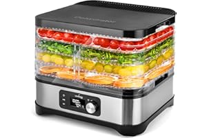 ‎LEHMANN LEHMANN Dörrautomat Edelstahl 450W | Dörrgerät für Lebensmittel mit 5 Dörrebenen | Dehydrator mit Temperaturregler 35-70°C | Trockner für Obst, Pilze, Fleisch, Kräuter, BPA frei