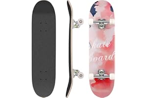 Hikole Skateboard Complet Planche à roulettes en Bois 79x20cm en érable Canadien de 31 Pouces,Roues 85A pour débutants Enfants et Adultes
