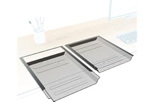 KD Essentials – 2x szuflada pod biurko, schowek na dokumenty A4 i artykuły biurowe niewidoczny pod stołem, szuflada podstawkowa jako organizer/półka w biurze i domowym biurze – metal, czarny