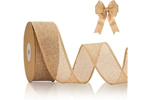 jijAcraft 4CM Wired Burlap Ribbon: 10m Brown Hessian Ribbon Roll Natural Hessian Ribbons for Gift Wrapping, Rustic Jute Burlap Ribbons for Making Bows, DIY Crafts, Wedding, Christmas Decoration